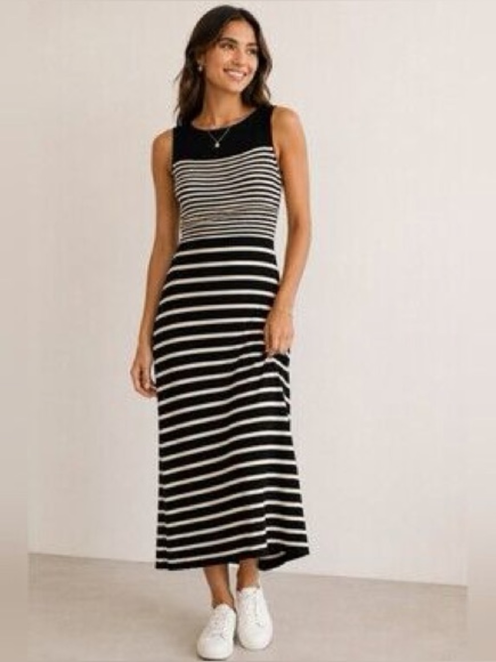 a new day Black & White Striped Sleeveless Maxi Dress